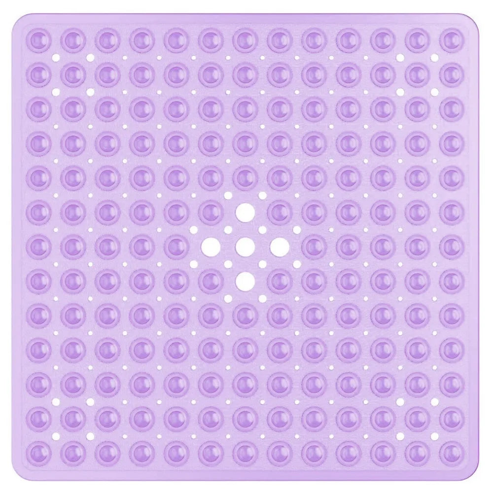 tapis bain antidérapant pvc bleu blanc noir perforé moderne adhésif 53x53cm