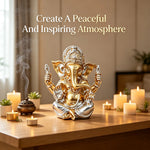 statue ganesha or argent résine détails complexes spirituel décoratif maison salon