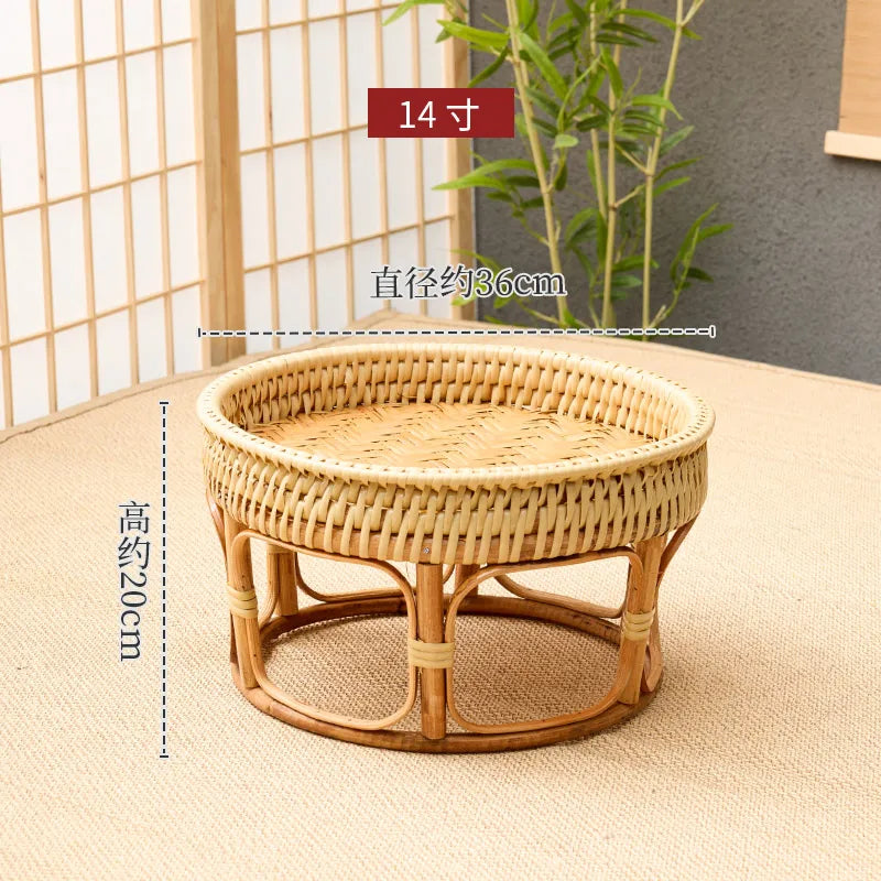 plateau rotin tressé beige rustique assiettes incluses pique nique patio durableextérieur naturel