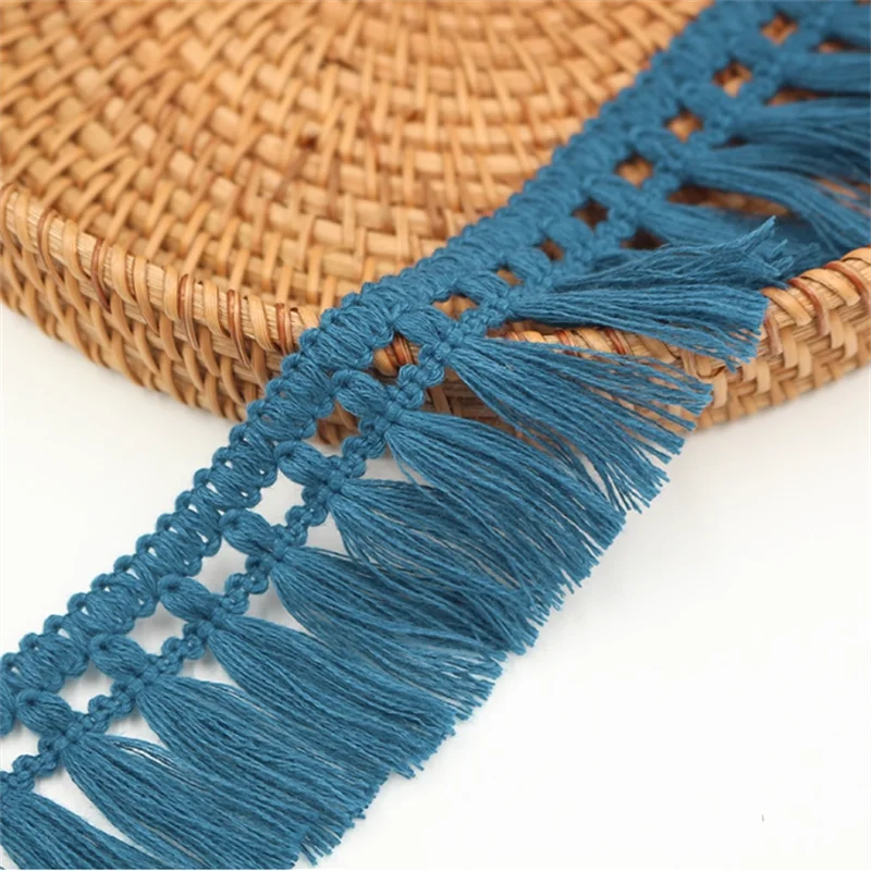 ruban macramé franges boho vert eau bleu marine orange noir blanc artisanal