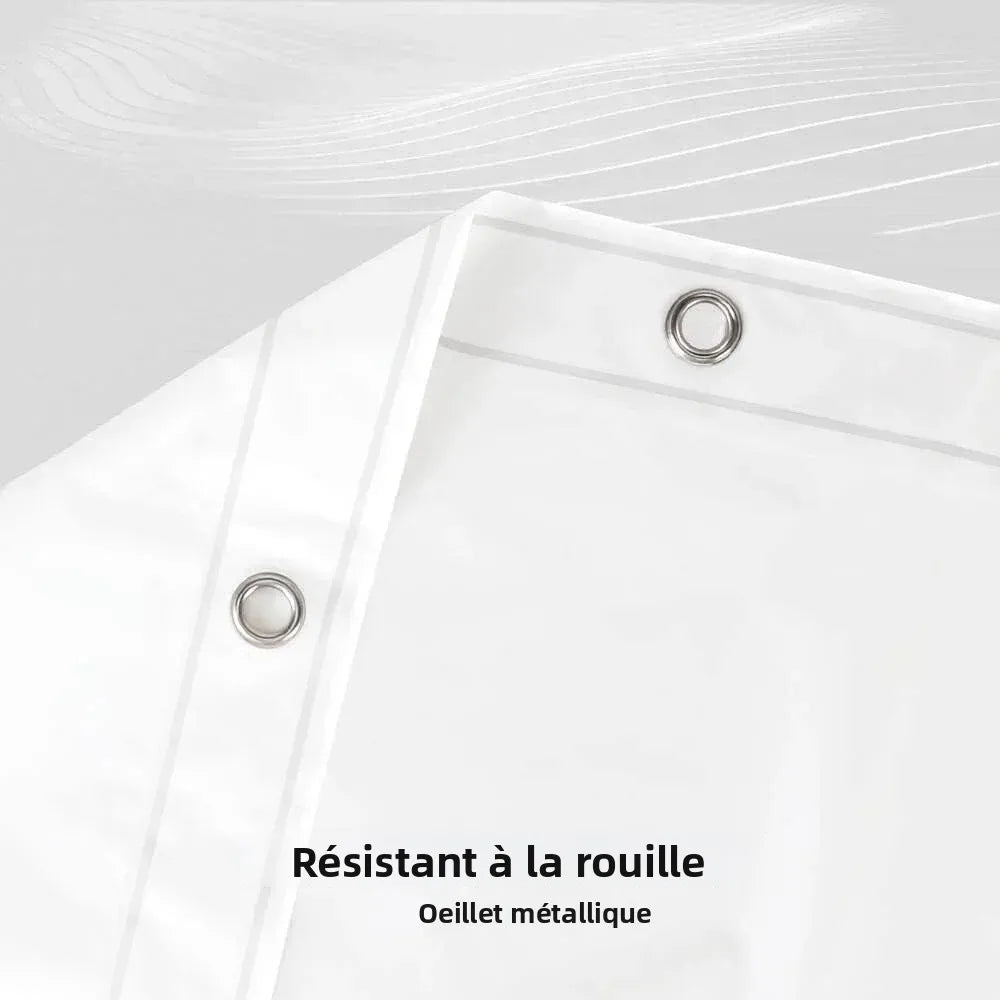rideau douche blanc uni imperméable aimants lestés moderne respectueux environnement opaquet eva métalliques