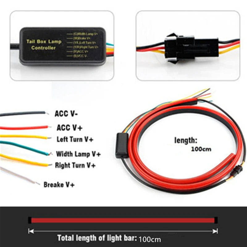 bande freinage led rouge moderne adhésive 12v 2400 lumens 90cm 100cm câbles