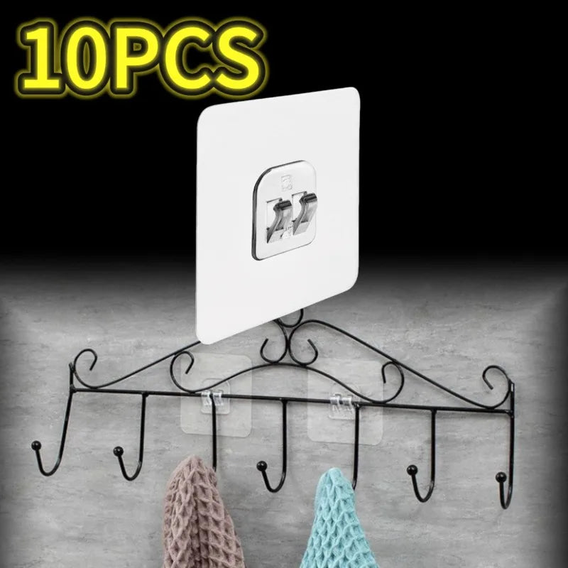 porte savon mural noir double crochet adhésif transparent moderne pvc salle bain cuisineHooks