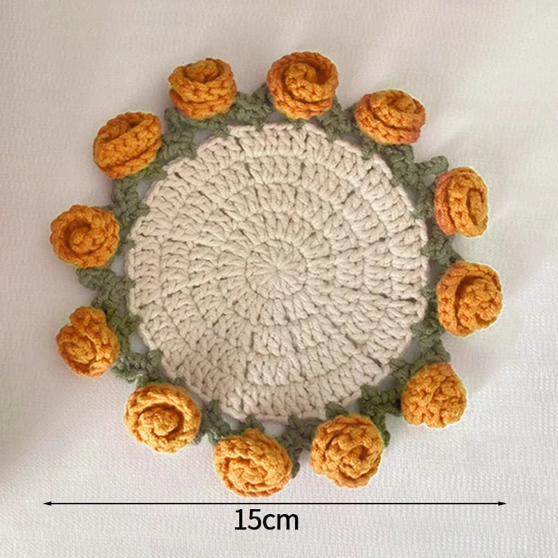 tapis table bouquet roses panier motifs fleuris artisanal main d'œuvre respectueux environnement