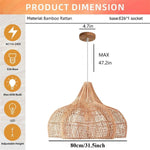 lampe suspendue tressée moderne rustique 60cm 80cm eyelets natural bois