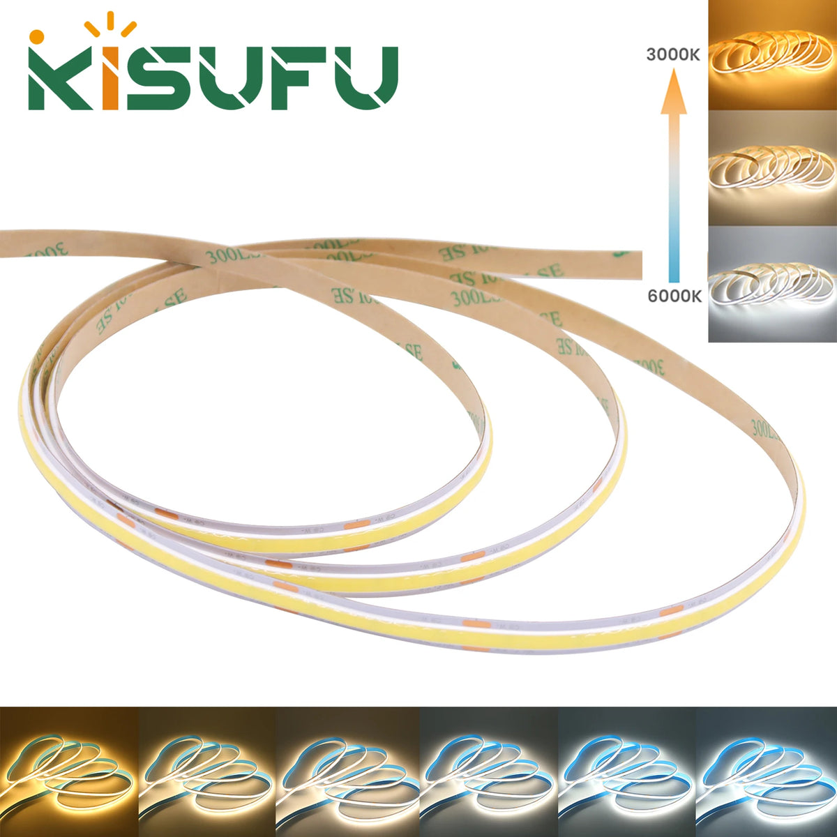 ruban led flexible cob blanc chaud neutre froid adhésif intérieur décoration linéaire dimmable 24v