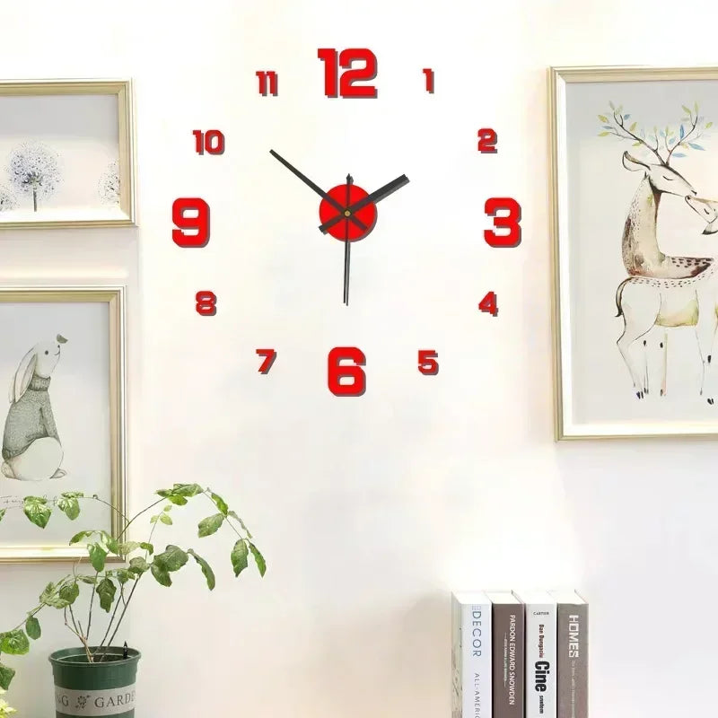 horloge murale moderne aiguille minimaliste noir blanc doré rouge chambre salon decoration