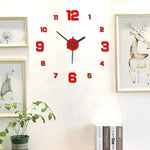 horloge murale moderne aiguille minimaliste noir blanc doré rouge chambre salon decoration
