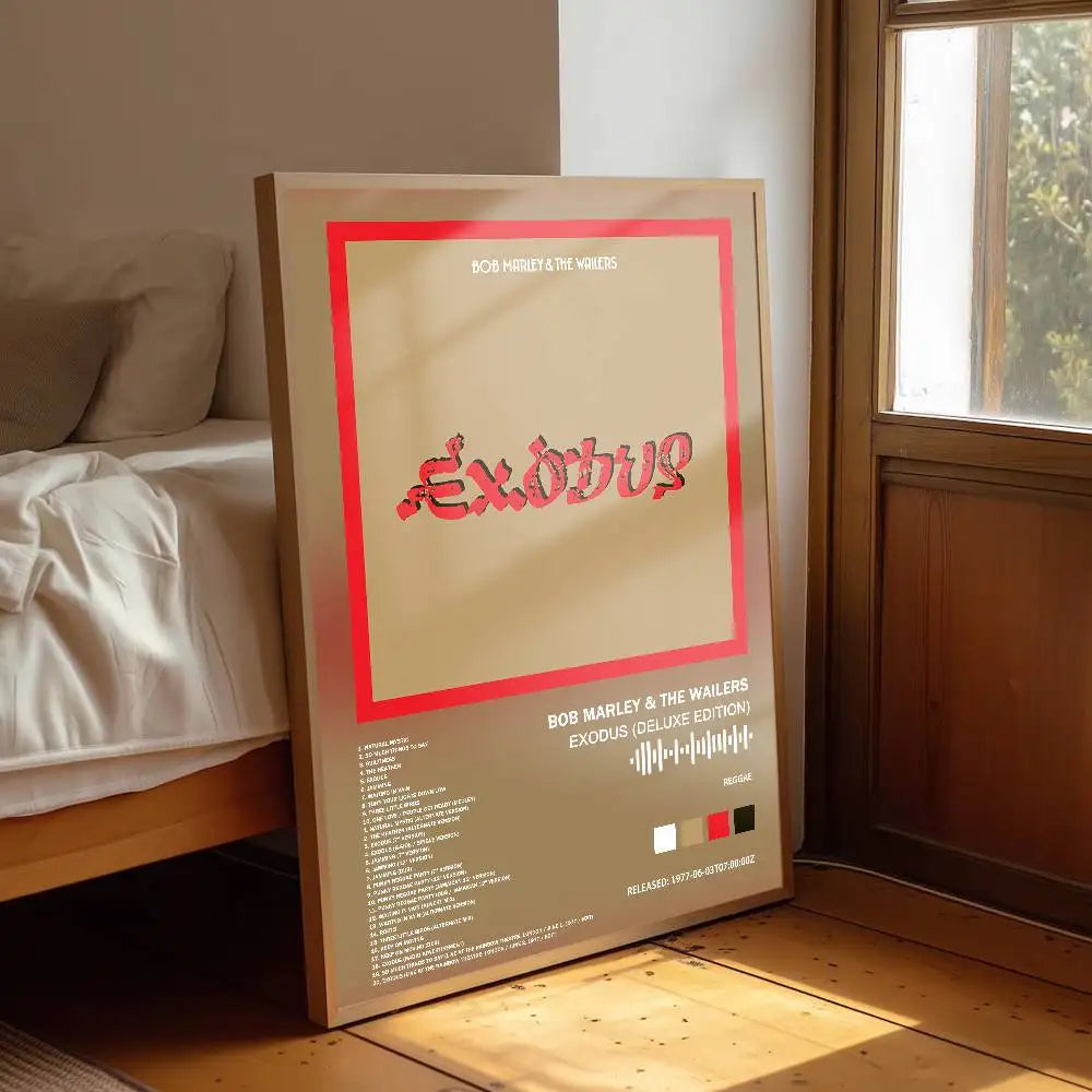 affiche Bob Marley albums chansons graphique moderne salon décoration papier opaque illustration abstraite pop