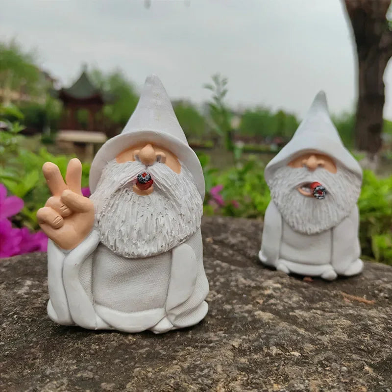 statuette gnome blanc laine lisse résine décor jardin américain traditionnelleextérieurintérieur handpainting cadeau anniversaire