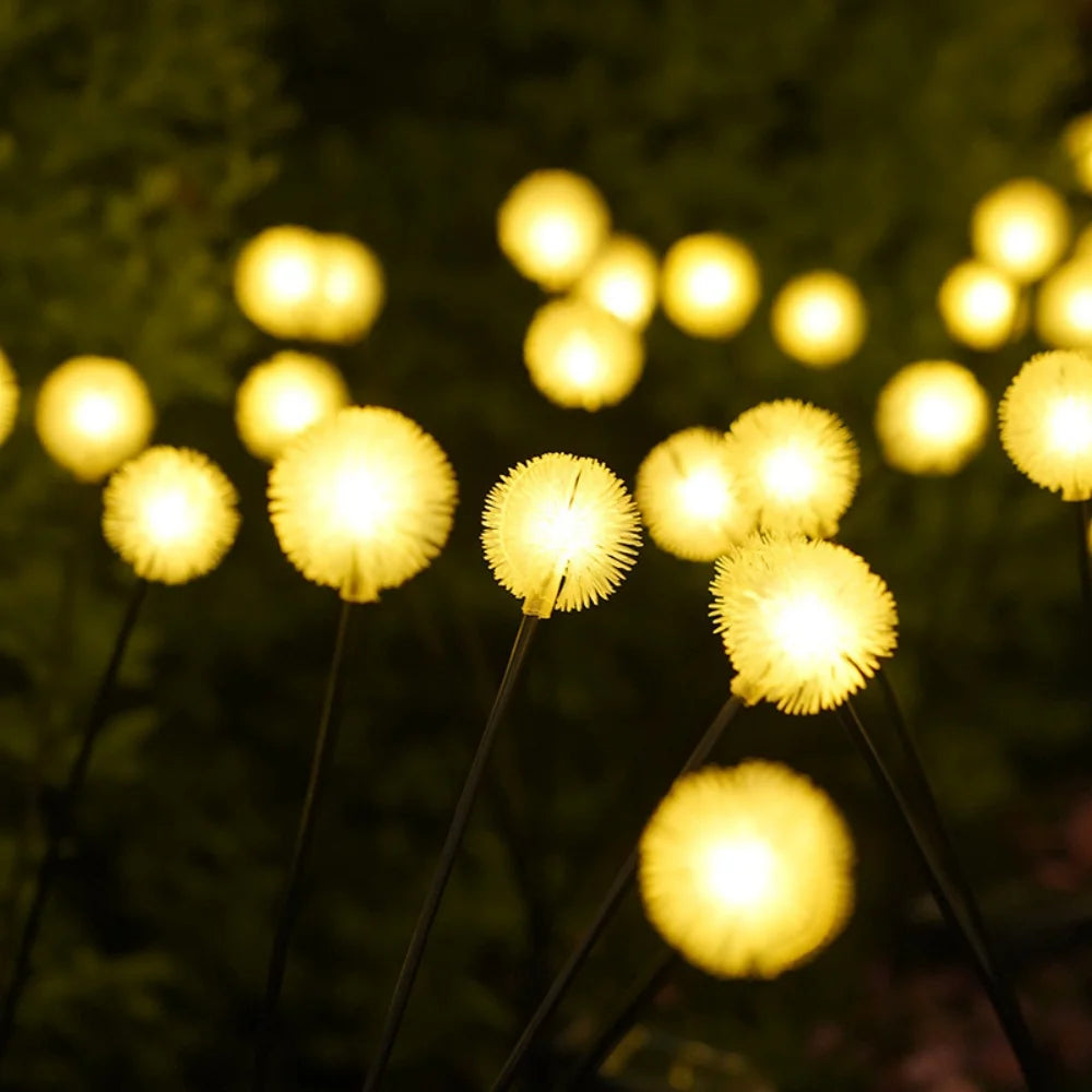 guirlande lumineuse solaire pissenlit blanc moderne extérieur ip65 inoxydable piquet jardin festive