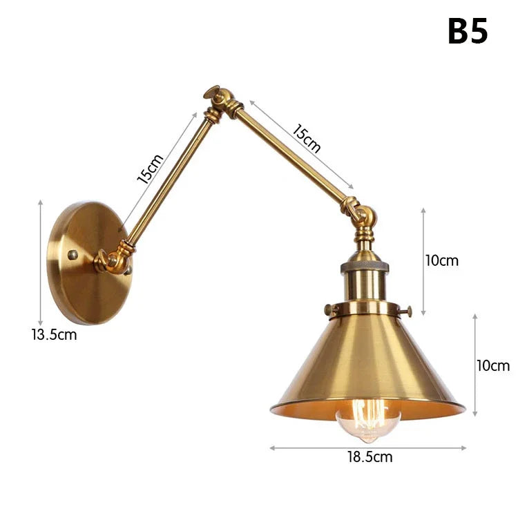 lampe murale articulée or industrielle vintage chambre cuisine salle manger