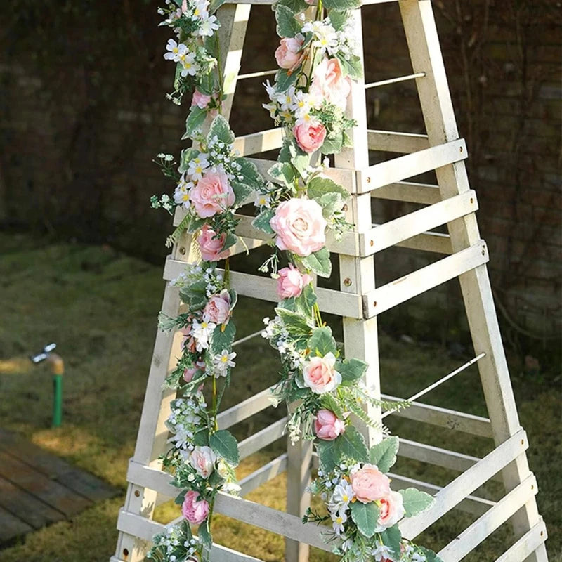 guirlande florale artificielle rose blanche daisy pivoine extérieure mariage décoration romantique 175cm
