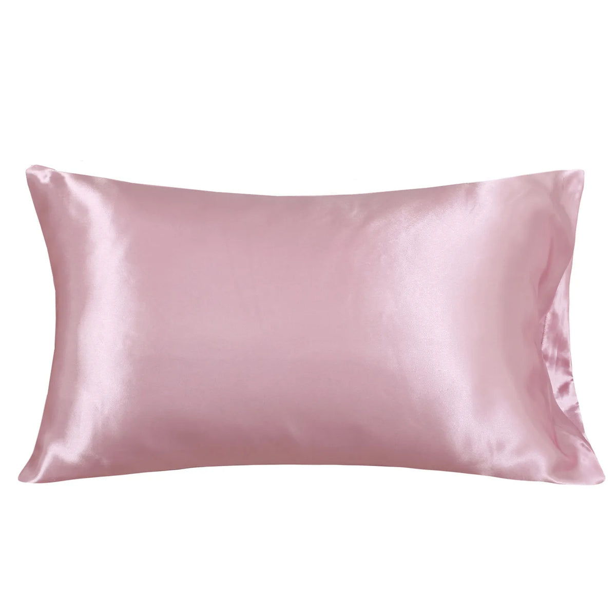 taie d'oreiller satin rose clair cheveux peau douce moderne uni