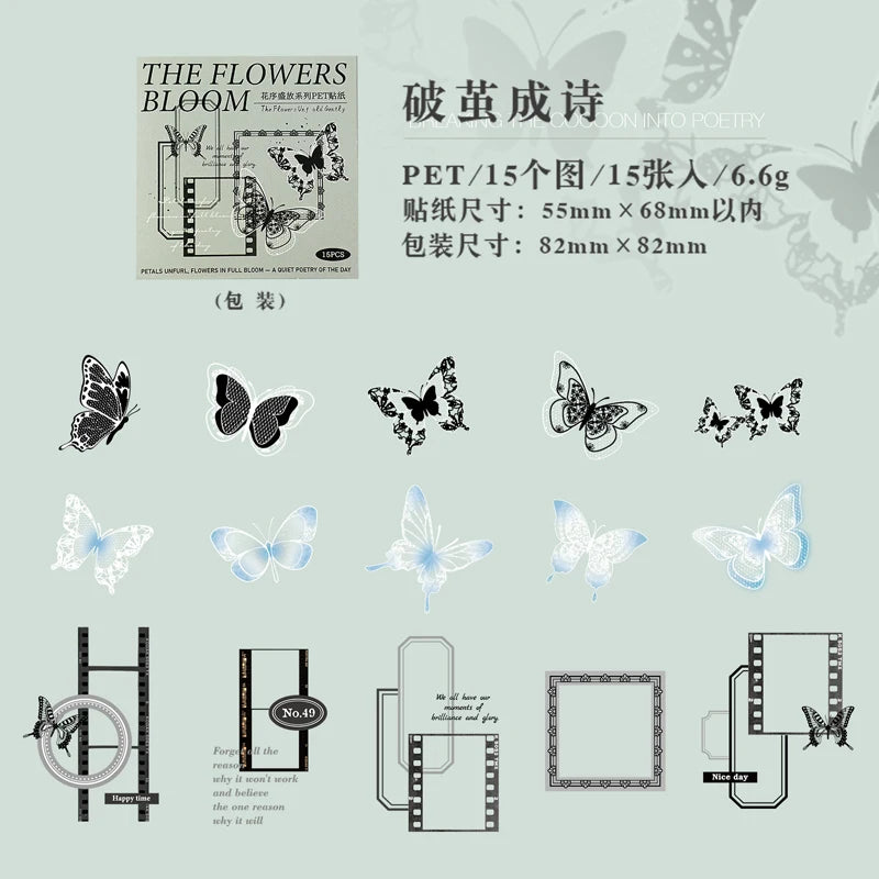 sticker vintage fleurs papillons dentelle scrapbooking journal deco transparent opaques