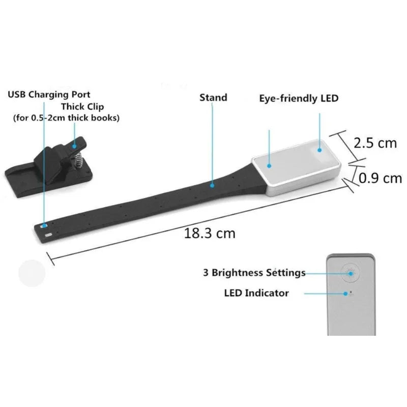 lampe lecture flexible noir blanc moderne clip recharge usb étude nuit luminosités yeux amicaux