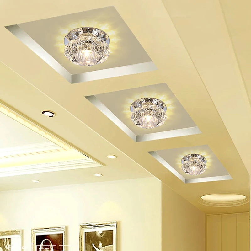 Plafonnier LED Cristal Modern Surface Monté Cuisine Salle Bain Élégant