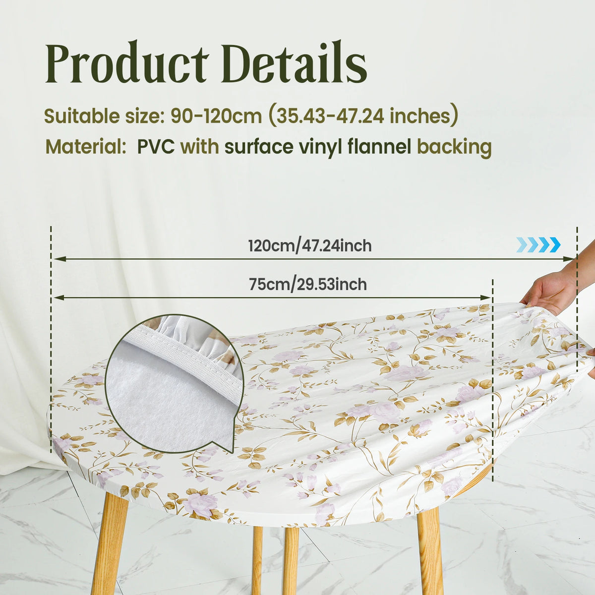 nappe table classique fleur imprimée imperméable l'huile blanc rose vert beige