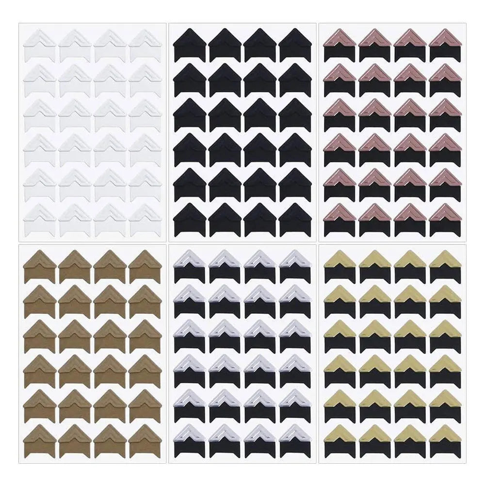 autocollants corners papier blanc noir beige rose triangles simples minimaliste album photo 120 pièces