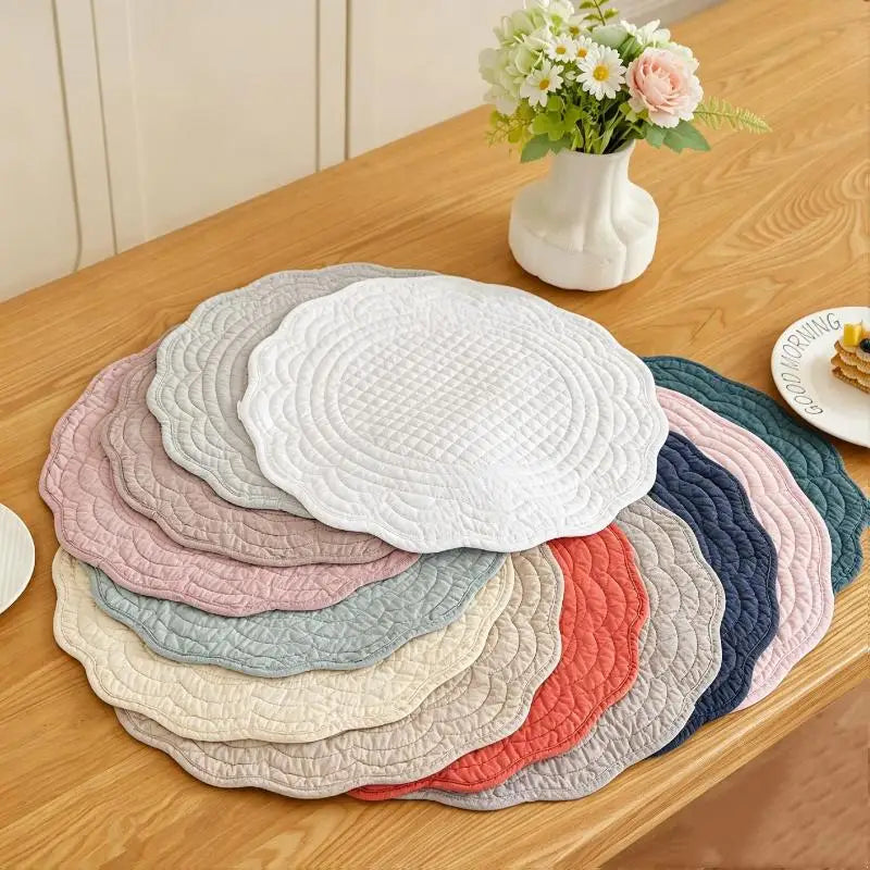 tapis table blanc rose clair gris vert bleu clair moderne texturé géométrique réutilisable lavable