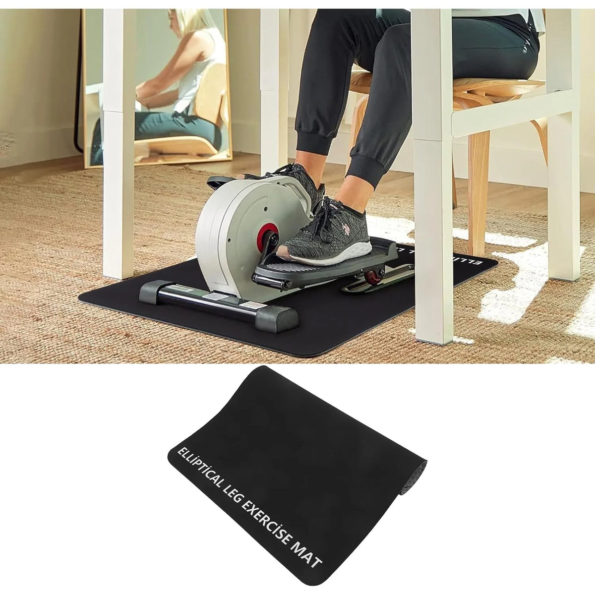 tapis d'exercice antidérapant insonorisant protection sol robuste machine elliptique gym noir pliable utilisation quotidienne