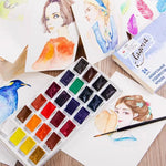 peintures aquarelle 12 16 24 36 couleurs bleu rouge jaune verte palette étudiante