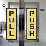 panneau porte push pull or blanc adhésif moderne classique lettres icones humaines echangement magasin