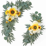 Guirlande florale artificielle romantique roses pivoines feuilles vertes blanc vert mariage decorationextérieur