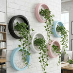 cache plantes circulaire moderne noir blanc bleu rose minimaliste fixation murale gravier blancintérieur