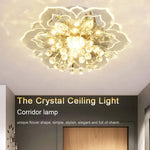 lampe moderne transparente cristal fleur dorée élégante LED autoinstallation chambre salon