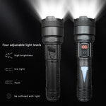 lampe torche led rechargeable moderne compacte texturée noir 172mm 77g haut moyen bas