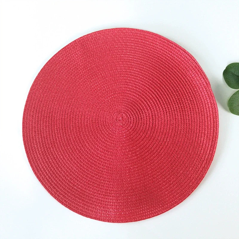 tapis table rond tissé turquois respectueux environnement moderne 15 pouces assiettes verres