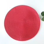 tapis table rond tissé turquois respectueux environnement moderne 15 pouces assiettes verres