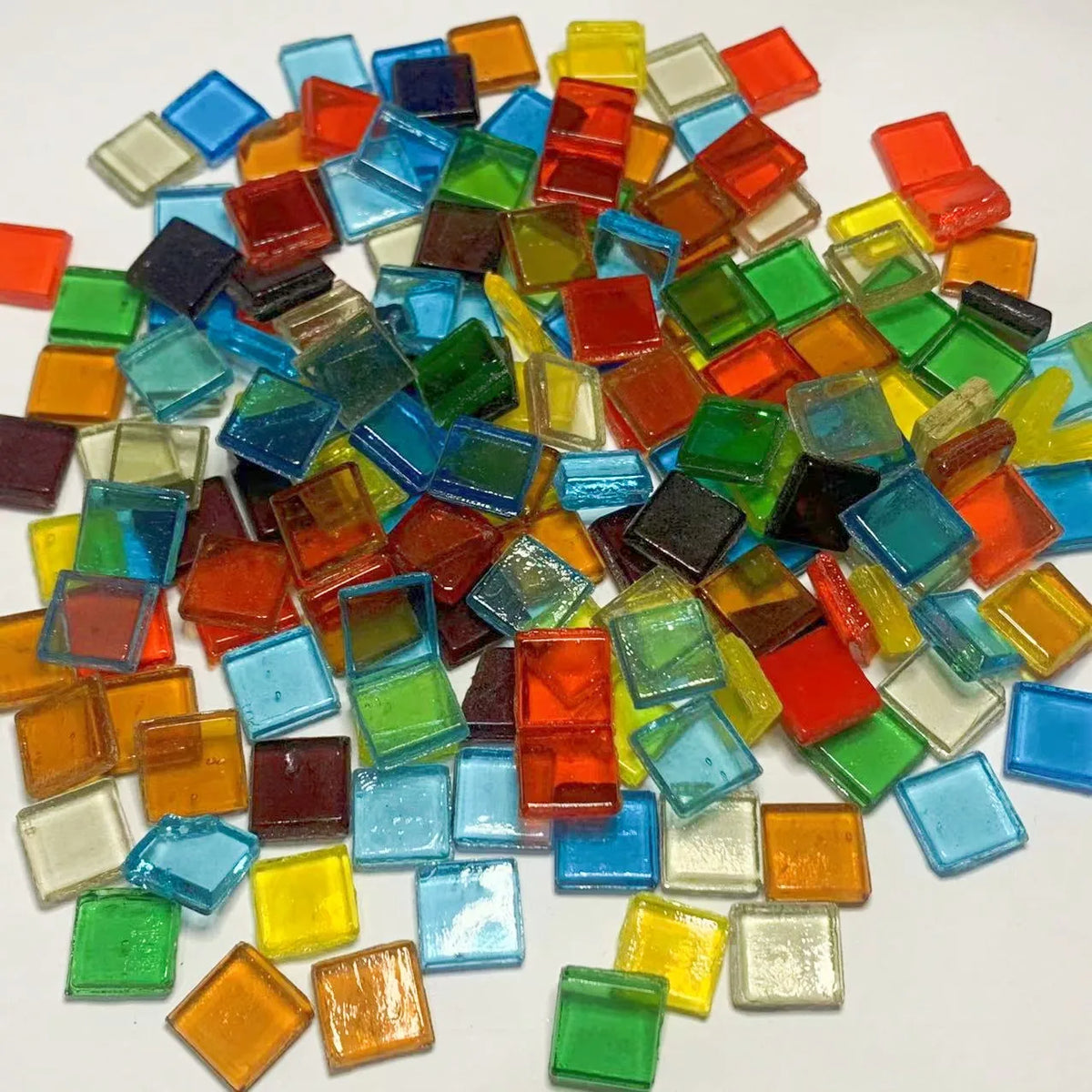 mosaïque carrée multicolore moderne stickers autocollants transparents brillants 50 pièces enfants décoration murale