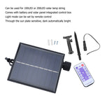 panneau solaire télécommande réglable guirlandes lumineuses modes luminosité timer off connecteurs abstraits