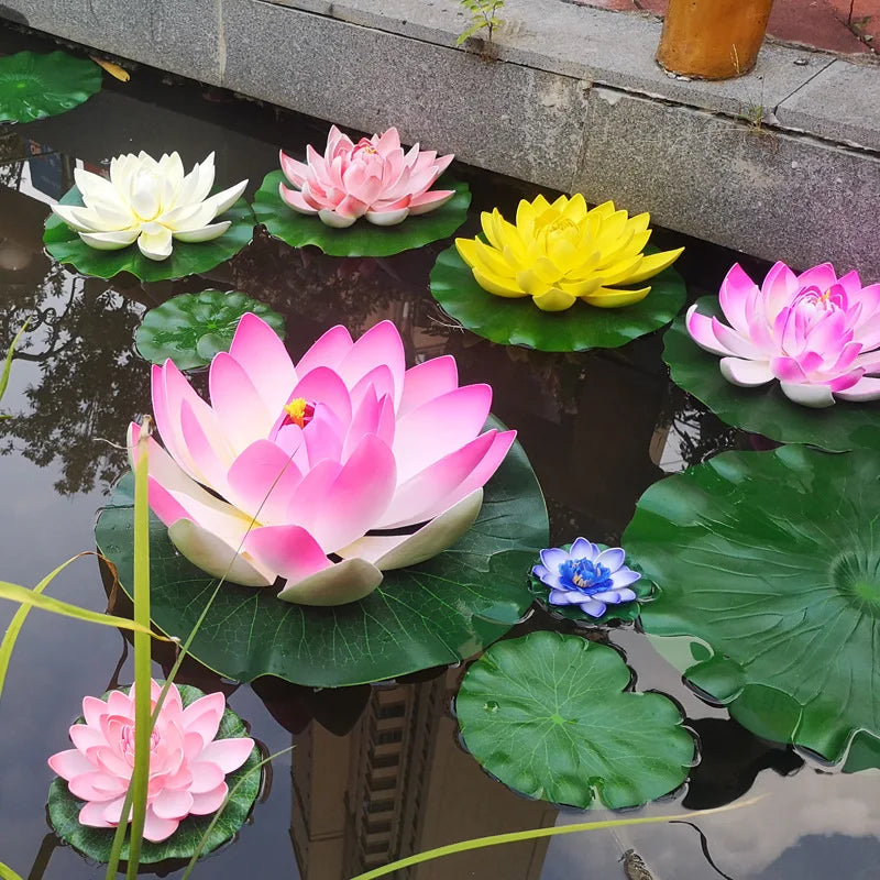 fleur lotus artificielle flottante plante aquatique décorative jardin piscine étang réaliste grande taille