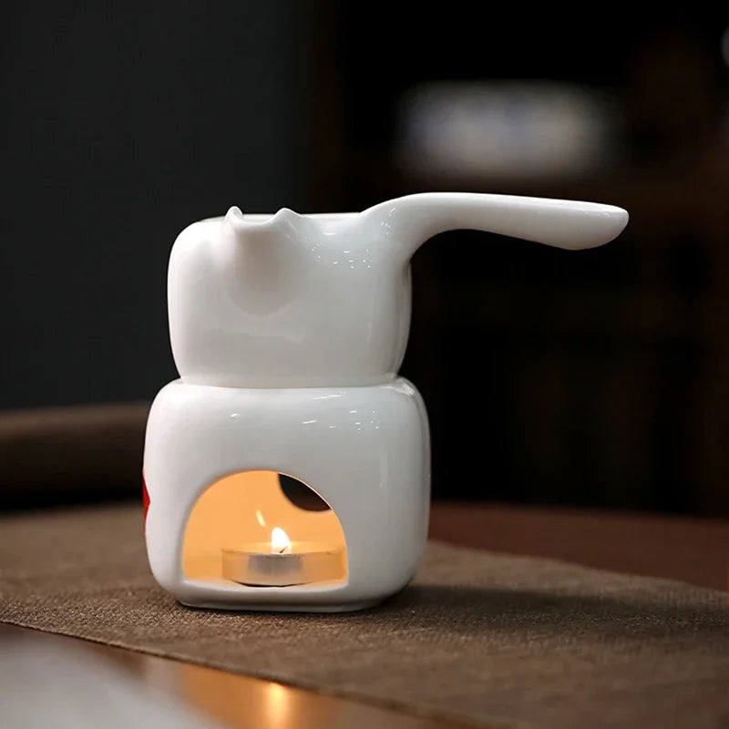 diffuseur huiles essentielles céramique blanc motif calligraphie chinoise rouge salon minimaliste