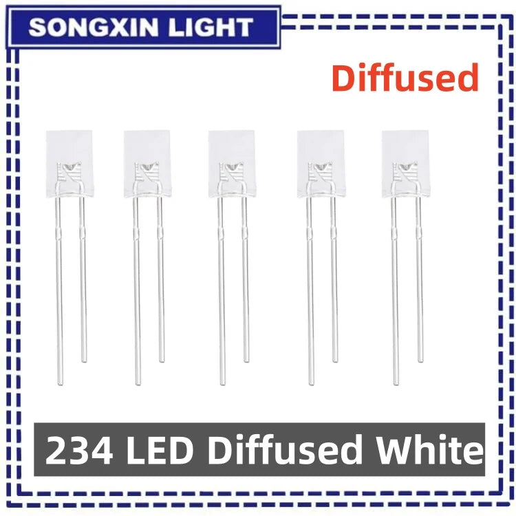 LED bleue rouge blanche jaune diffusée 2x3x4mm opaque rectangulaire 100 pièces