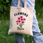 sac main toile imprimé floral fleurs roses vertes poignées réutilisable respectueux environnement