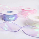 rubans organza holographiques rose jaune vert bleu blanc modernes élégants décoration emballage fêtes