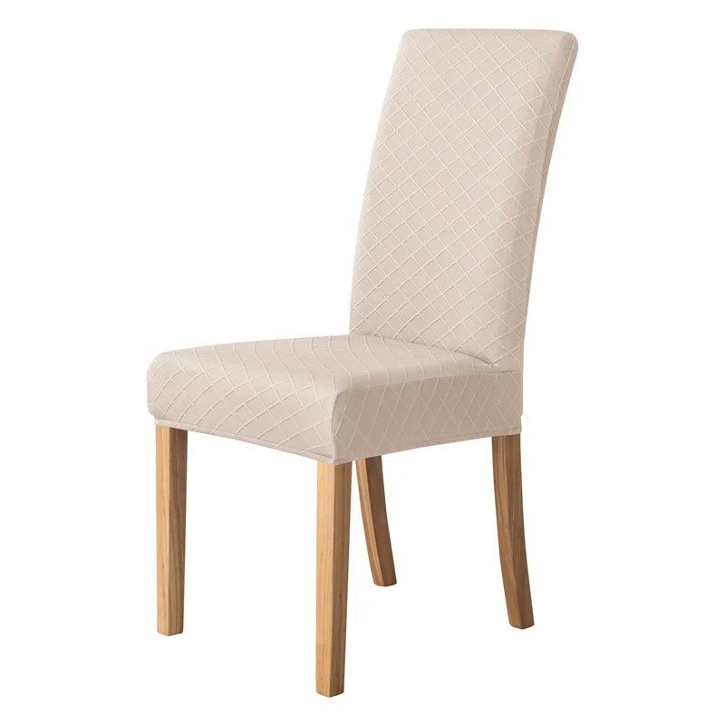 housse chaise moderne carreaux diagonaux beige gris rouge élasthanne polyester adhésif mariage banquet plage