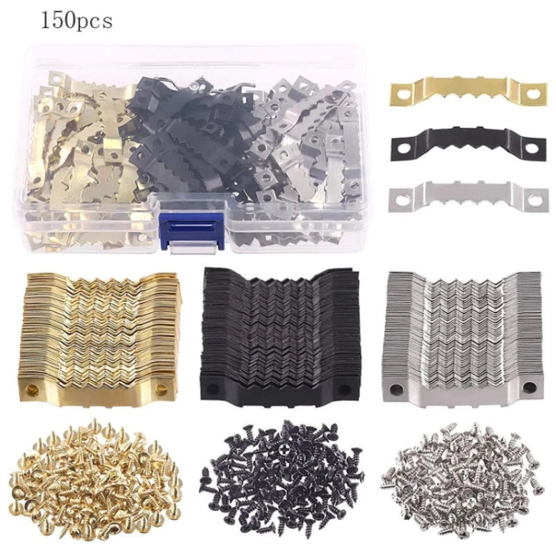 clips cadre photo classique blanc marron clair metal vis 25 pieces fixations bois