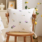 housse coussin carré motif floral rustique polyester beige pompons décoratif intérieur voiture