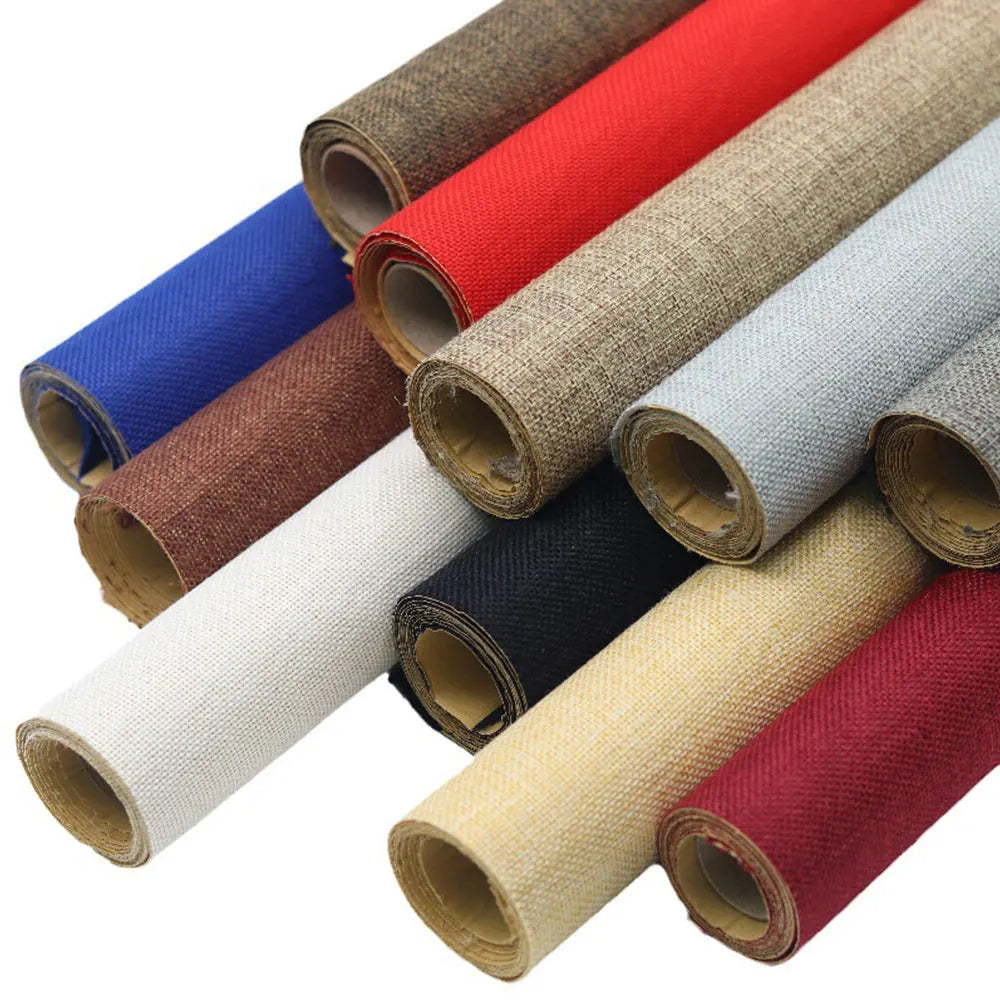 tissu rustique toile jute bleu marron rouge naturel 145cm adhésif protection meuble decoration