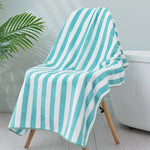 serviette bain rayée turquoises rapide séchage moderne large turquoise blanche bleu clair violet verte