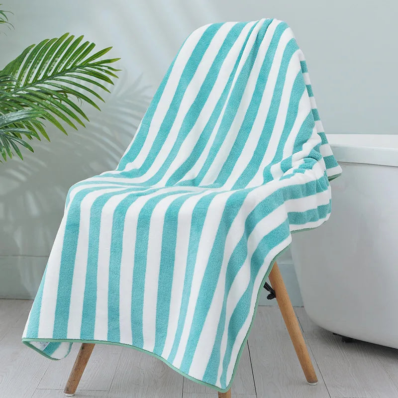 serviette bain rayée turquoises rapide séchage moderne large turquoise blanche bleu clair violet verte