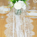 nappe dentelle florale blanc table manger élégante transparente bordures frangées