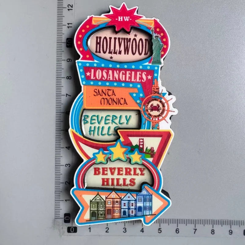 aimant réfrigérateur décoration voyage monuments américains villes californie souvenir magnetique pvc souple graphique