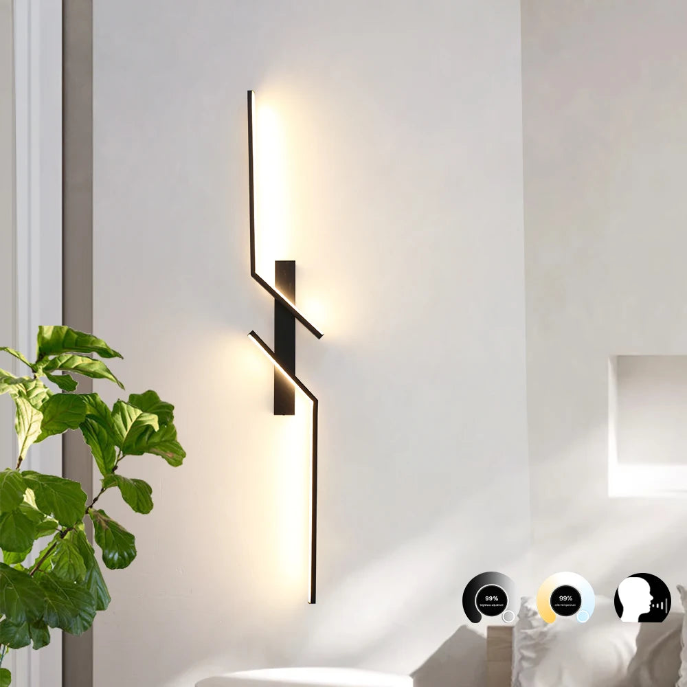 lampe murale led moderne 100cm noir interrupteur éclairage ambiance chambre salon