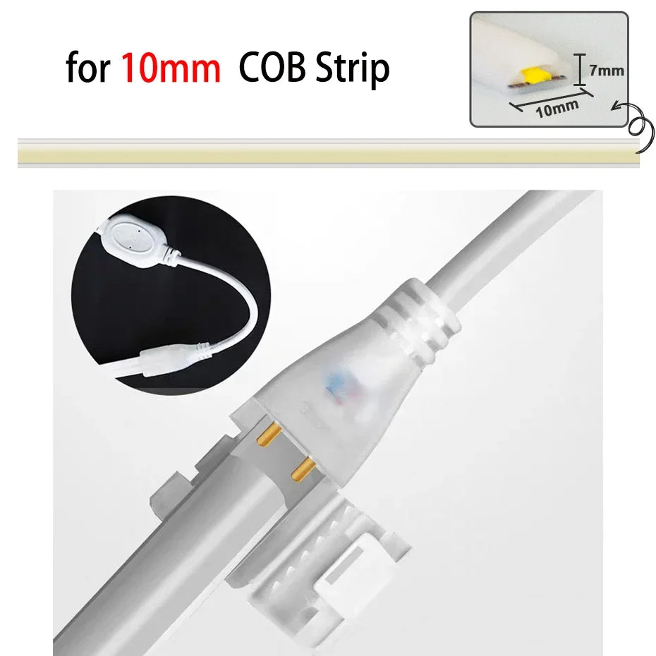 ruban led cob blanc moderne plat clips fixation interrupteur 220v eu